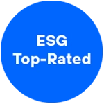 Blaues Logo „ESG Top-Rated“.